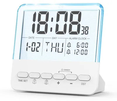 Digitalwecker mit Nachtlicht, 7 Farben, USB-C, Doppelalarm