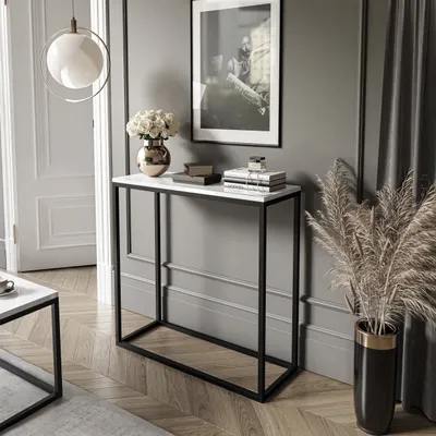 Produktbild von Konsolentisch MODERN 80 cm Schwarz / Weiß Hochglanz