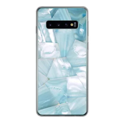 Produktbild von MuchoWow® Handyhülle Schutzhülle Hülle für Samsung Galaxy S10 Naturstein - Blau - Perlmutt Silikon Softcase Handy Hülle - Handytasche