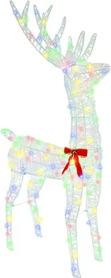 Zdjęcie produktu dla vidaXL Sanie ciągnięte przez renifera z 200 diodami LED Kolorowe 70 x 26 x 129 cm Akryl