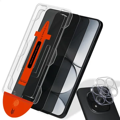 Obrázek produktu pro 2-balení Xiaomi Redmi Note 15 Pro 5G Ochranné sklo na displej Privacy & 2-balení ochrana objektivu - Tvrzené sklo | [Automatická instalace] - Bez