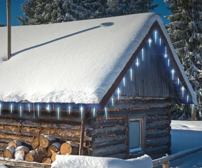 Produktbild von Spetebo Lichterkette Eiszapfen, kaltweiß, 6,9m, 72 LED, mit Timer & 8 Leuchtfunktionen, für außen, Weihnachten & Winter, Kunststoff, 24 Eiszapfen (12x ca. 30cm, 12x ca. 20cm), 5m Zuleitung, IP44 Netzteil