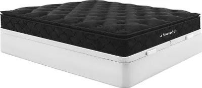 Produktbild von Set 180 x 200 cm Rahmen mit Box weiß + Matratze 28 cm dick mit Taschenfedern und integriertem Topper - BLACK DREAM by YSMÉE