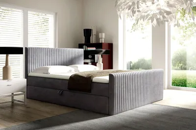 Obrázek produktu pro Kontinentální postel 200x200 BINDY - šedá + topper