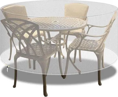 Imagen del producto de Fundas redondas impermeables para terrazas – Fundas para muebles de jardín, redondas, para cubrir terrazas y sillas, juego – extra grandes, 250 x 90 cm