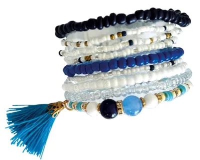 Produktbild von Glorex Armband-Set für 6-9 Armbänder DIY weiß-blau