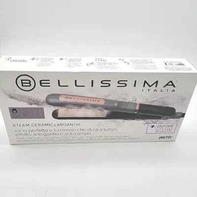 Produktbild von Bellissima Steam Ceramic & Argan Oil, Dampfglätter, Keramik- und Arganölbeschichtung, Glätteisen, 3 Temperaturstufen, schnelles Aufheizen, oszillierende Platten, automatische Abschaltung