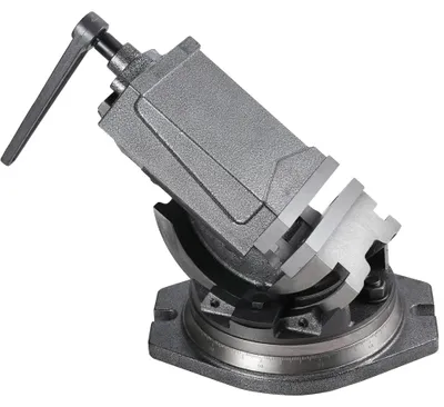 Image de Étau de machine à 2 axes, largeur des mâchoires : 125 mm, base pivotante à 360°, bleu