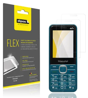 Produktbild von 2x Schutzfolie für Masstel Izi 26 Folie, 100% Displayabdeckung, dipos Flex
