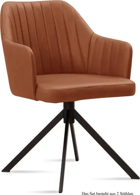 Produktbild von Armlehnstuhl (2er-Set) Durva 58x81x60 Schwarz/Cognac