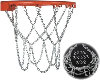 Imagen del producto de Red de baloncesto de metal con 12 ganchos, resistente a la oxidación y a la corrosión, para uso en exteriores