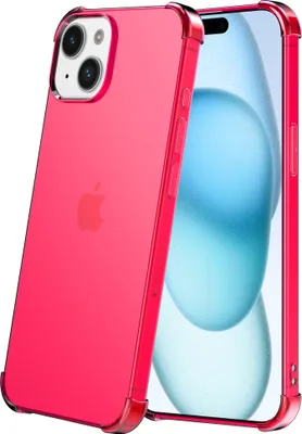 Obrázek produktu pro Pouzdro na mobilní telefon vhodné pro iPhone 15 Plus - Průhledné nárazuvzdorné silikonové pouzdro s nárazníkem - neonově růžové