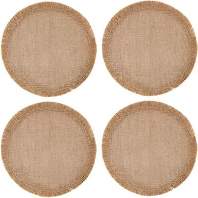 Image de Sets de table, lot de 4, rond, jute, tissé, 38 CM, naturel - Mikasa