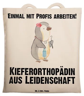 Produktbild von Mr. & Mrs. Panda Schultasche Kieferorthopädin Leidenschaft - Transparent - Geschenk, Büchertasche, Tote Bag, Tasche, umhängebeutel, Laptoptasche