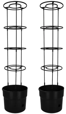 Obrázok produktu pre KOTARBAU® Sada 2 ks opory pre paradajky, pestovateľský kvetináč ⌀ 35 cm, výška: 128 cm, kvetináč, kvetinový box, opora pre popínavé rastliny, uhorky, pestovateľský kvetináč na paradajky s rebríkom, antracitová farba