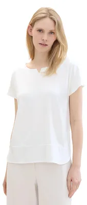 Produktbild von Tom Tailor Fabric Mix Kurzarm-t-shirt Weiß S Frau Weiß S