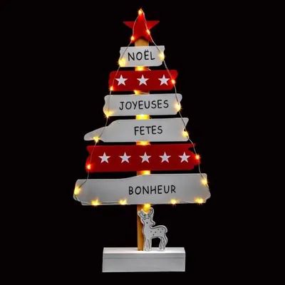 Image de Pancarte lumineuse en sapin - H 50 cm - Rouge