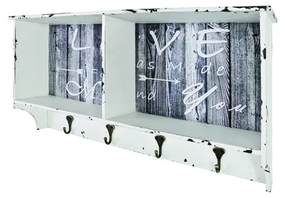 Wandkapstok Vintage-Motiv, MDF/Metall, 76x40x15 cm, Industrie-Stil