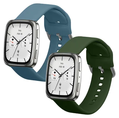 Produktbild von kwmobile 2x Uhrenarmband für Garmin 20mm Amazfit Active 2 Square / Amazfit Active 2 Armband - Fitnesstracker Band Set aus TPU Silikon - Ersatzarmband