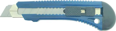 Produktbild von 12er Set Cuttermesser 18mm Klinge Profi Handwerkerausführung Robustes Malermesser blau für präzises Schneiden