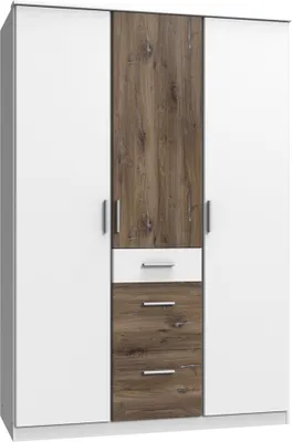 Produktbild von Jugendzimmer Kleiderschrank JOHANNESBURG-43 in weiß mit Eiche Nb., B/H/T: ca. 135/199/58 cm