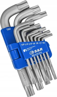 Imagen del producto de Juego de llaves Torx en forma de "L", 15 piezas, acero Cr-V