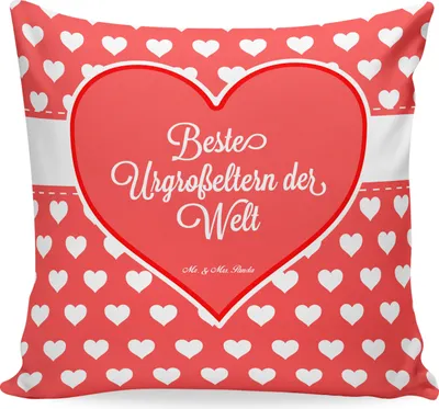 Produktbild von Mr. & Mrs. Panda Deko Kissen Urgroßeltern - Geschenk, Omma, Polster, Ommi, Dekokissen, Großmutter, Enkelin, Oma, 40x40, Sofakissen, Uhropa, kuschelkissen
