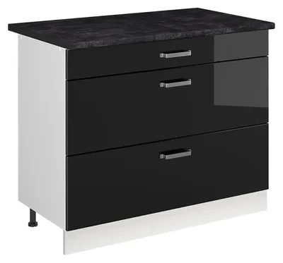 Obrázok produktu pre Kuchynská spodná skrinka Vicco R-Line Čierny vysoký lesk/biely 100 cm antrasiitti työtaso, Model 71532