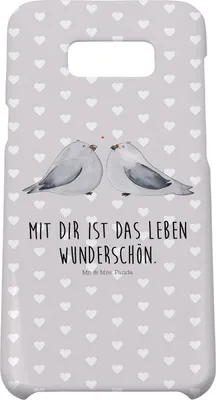 Produktbild von Mr. & Mrs. Panda Samsung Galaxy S8 plus Handyhülle  Turteltauben Liebe - Grau Pastell - Geschenk, Tauben, Pärchen, Freundin, Hülle, Handy, Case, Cover