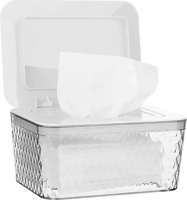 Produktbild von Feuchte Papiertaschentücher, Schatulle, Baby-Schatulle für Babyhygieneartikel, BPA-frei, Toilettenpapier-Schatulle mit Deckel, Papiertaschentuch-Lagerkoffer für zu Hause und im Büro (weiße Schatulle)