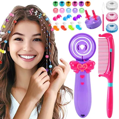 Produktbild von Automatic Haarflechtmaschine Mädchen, 3-in-1 Haare Flechten Maschine with DIY Accessories (Ribbons, Beads, Stickers), Spielzeug Geschenk für Mädchen