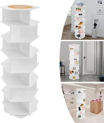 Produktbild von Schuhregal - Schuhständer - 7 Ebenen - 360° Drehbar - 50 kg Tragkraft - Freistehend - PVC/Kunststoff
