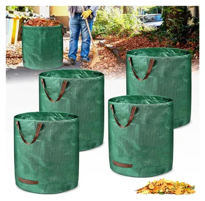 Produktbild von 4x Gartensack für Gartenabfälle 272 Liter selbstaufstellend mit Griffen aus robustem Polypropylen-Gewebe 150GSM