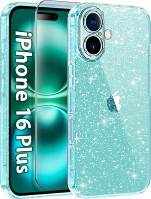 Zdjęcie produktu dla Etui do iPhone 16 Plus SILIKONOWE BROKAT clear CASE + SZKŁO OCHRONNE 9H