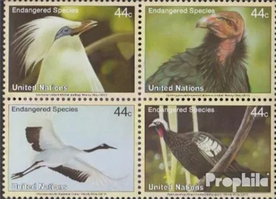Produktbild von Briefmarken UNO - New York 2011 Mi 1277-1280 Viererblock (kompl.Ausg.) postfrisch Gefährdete Arten