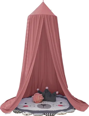 Produktbild von Baldachin für Kinderzimmer ohne Bohren | Betthimmel Babybett Mädchen | Betthimmel Hausbett | Canopy ,(Rot)