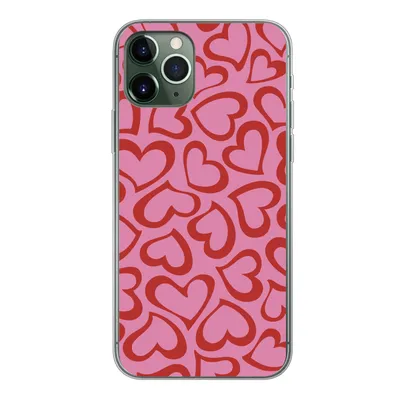Produktbild von MuchoWow® Handyhülle Schutzhülle Hülle für iPhone 11 Pro Eine Illustration der Tapete mit roten Herzen Silikon Softcase Handy Hülle - Handy