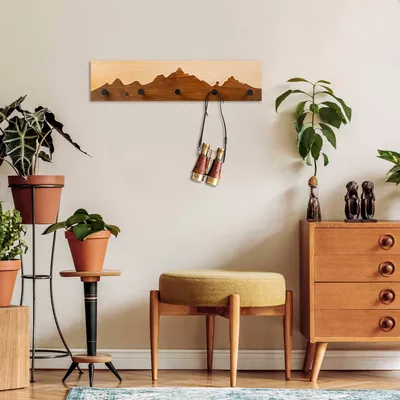 Produktbild von Wallity, Mountain 4, Wandhaken aus Holz, Nussbaum, 50 % HOLZ / 50 % METALL, 60 x 5 x 14 cm