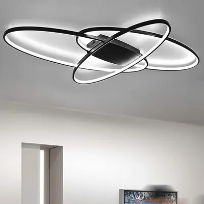 Obrázek produktu pro LED moderní stropní osvětlení Lustr Geometrické stropní svítidlo Závěsné světlo Stmívatelné 3 barvy s dálkovým ovládáním Jídelna Kuchyně Imitace (černá)