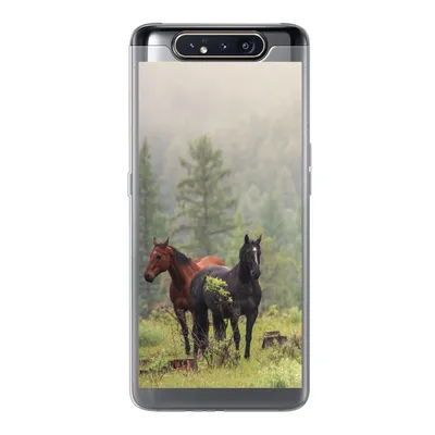 Produktbild von MuchoWow® Handyhülle Schutzhülle Hülle für Samsung Galaxy A80 Pferde - Wald - Nebel Silikon Softcase Handy Hülle - Schutzdeckel
