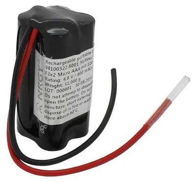 Image de Batterie rechargeable NiMH 4,8V 800mAh, format micro AAA, avec connecteur F2x2 et câble de 100 mm
