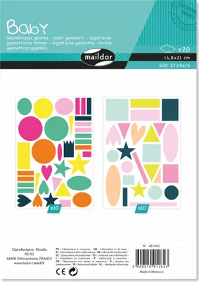 Image de Maildor Baby, 20 planches d'autocollants 14,8x21cm, Grandes formes - Multicolore AE184C