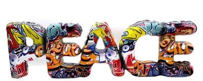 Produktbild von Casablanca by Gilde Schriftzug PEACE "Street Art" bunt im Graffiti-Design, H.13 cm, 37638