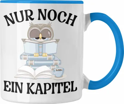 Produktbild von Trendation - Nur Noch Ein Kapitel Tasse für Leseratte Geschenk Bücher Lesen (Blau)