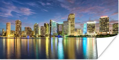 Produktbild von MuchoWow® Poster Skyline von Miami 160x80 cm - Foto Poster