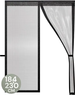 Produktbild von Unyqoos® Magnetisches Fliegengitter Deluxe FIBER – Türvorhang aus Glasfaser, selbstschließend, Schwarz, 184×230 cm, für Neubau & Standardtüren, Klettmontage