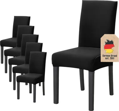 Produktbild von Intirilife 6x Elastischer Stuhlhusse Stuhlüberzug in SCHWARZ mit 38 - 45 cm Sitzfläche und 45 - 65 cm Lehnenhöhe - Für Partys Hochzeiten Hotels oder Zuhause im Esszimmer
