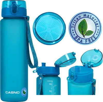 Produktbild von Casno Trinkflasche Wasserflasche auslaufsichere Sportflasche BPA-frei Tritan Gym Flasche 1050ml Blau.