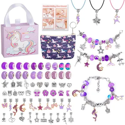 Produktbild von Minicee DIY Armband Bastelset Meerjungfrau – Schmuckperlen Set Lila