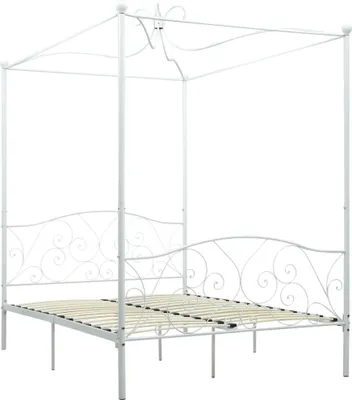 Immagine prodotto di vidaXL Struttura letto a baldacchino in metallo bianco 120 x 200 cm